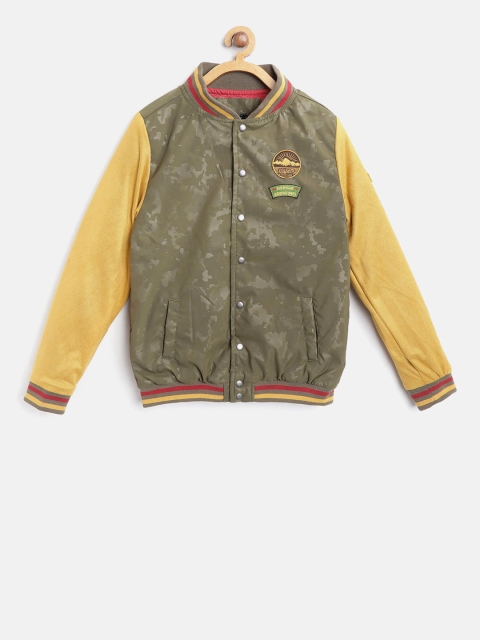 

Allen Solly Junior Boys Olive Green Camouflage Print Bomber