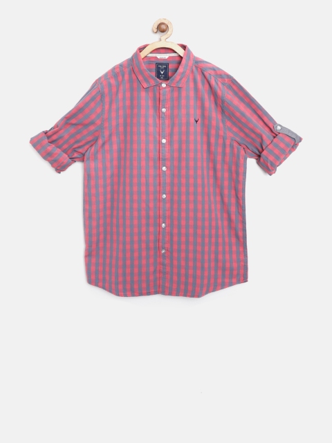 

Allen Solly Junior Boys Pink & Grey Regular Fit Checked Casual Shirt