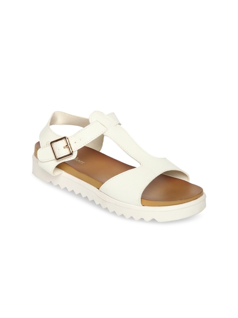 

ESTATOS Women White T-Strap Flat