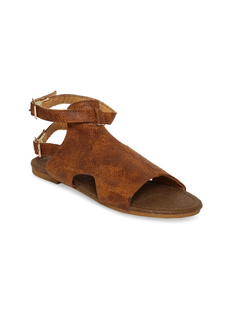 

ESTATOS Women Brown Solid Synthetic Open Toe Flats