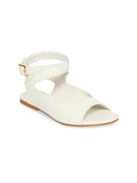 

ESTATOS Women White Solid Synthetic Open Toe Flats