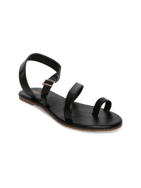 

ESTATOS Women Black Solid Synthetic One Toe Flats
