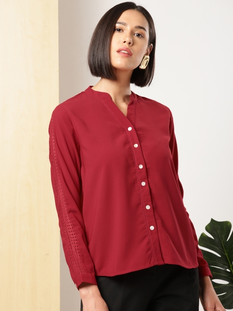 

her by invictus Women Red Solid Shirt Style Top