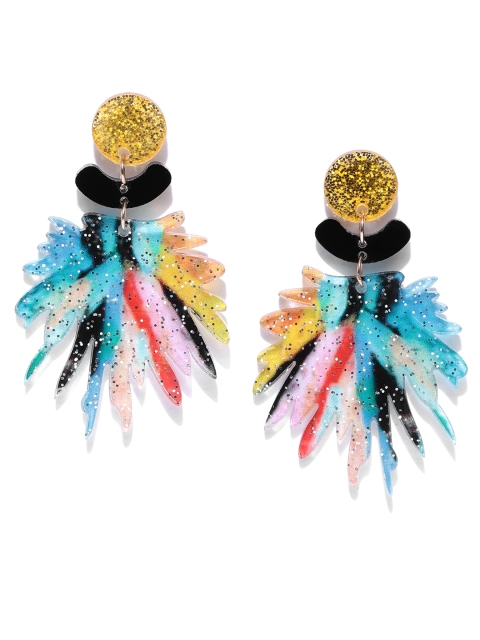 

OOMPH Multicoloured Feather-Shaped Drop Earrings, Multi