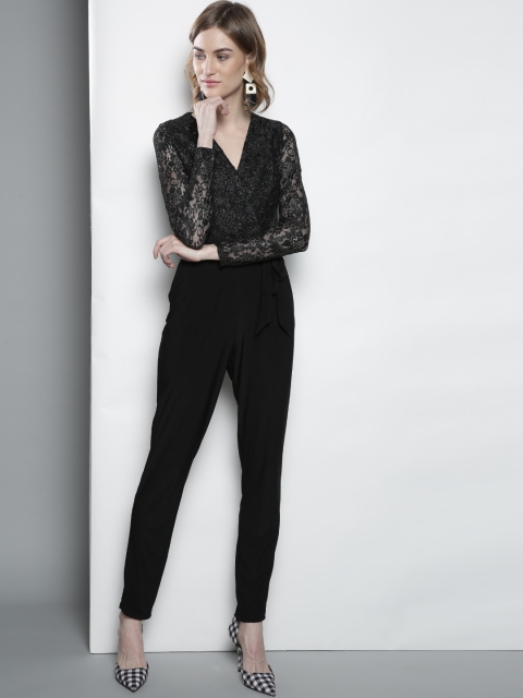 

DOROTHY PERKINS Black Lace Shimmery Basic Jumpsuit