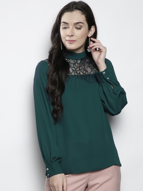 

DOROTHY PERKINS Women Green Solid Styled Back Top