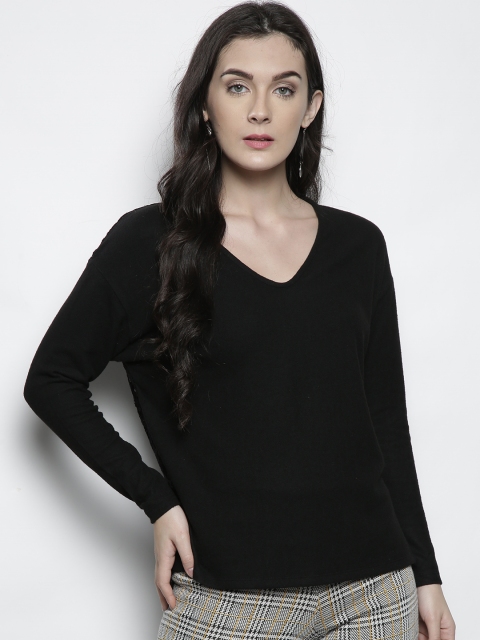 

DOROTHY PERKINS Women Black Solid Pullover with Sheer Lace Back