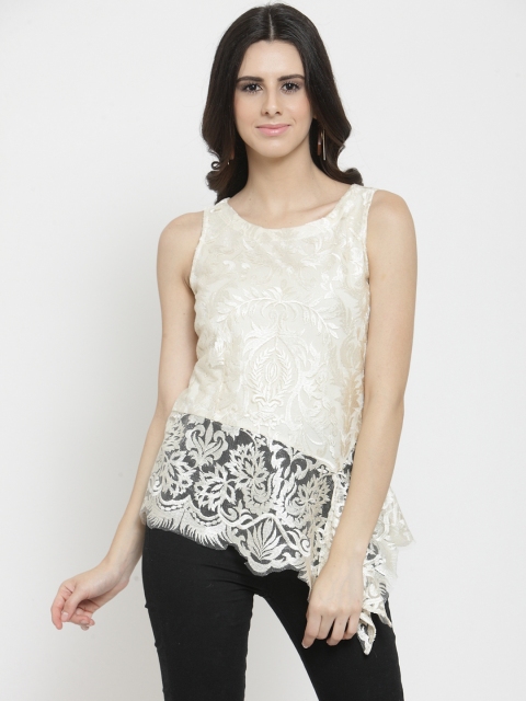 

Latin Quarters Women Cream-Coloured Self Design Top