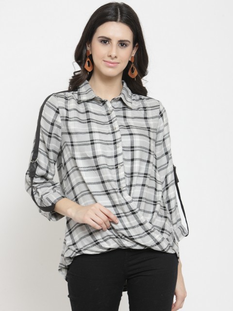 

Latin Quarters Women Grey Checked Shirt Style Top