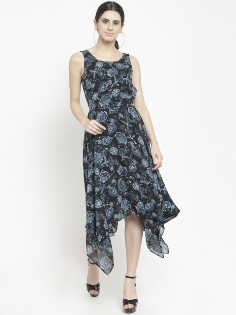 

Latin Quarters Women Blue Printed Fit and Flare Dress