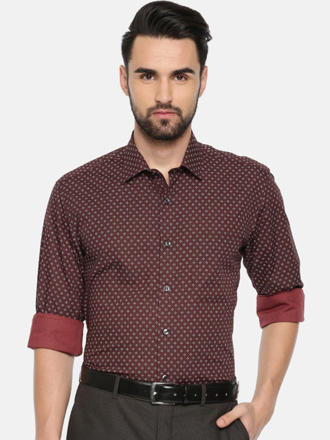 

Louis Philippe Men Maroon Slim Fit Printed Formal Shirt