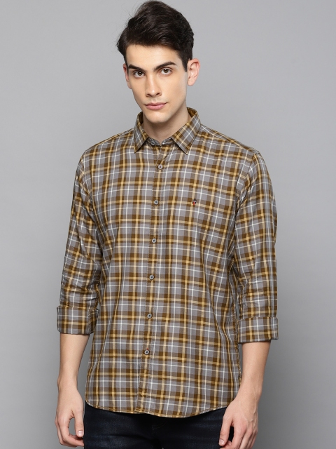 

Louis Philippe Sport Men Grey & Brown Slim Fit Checked Casual Shirt