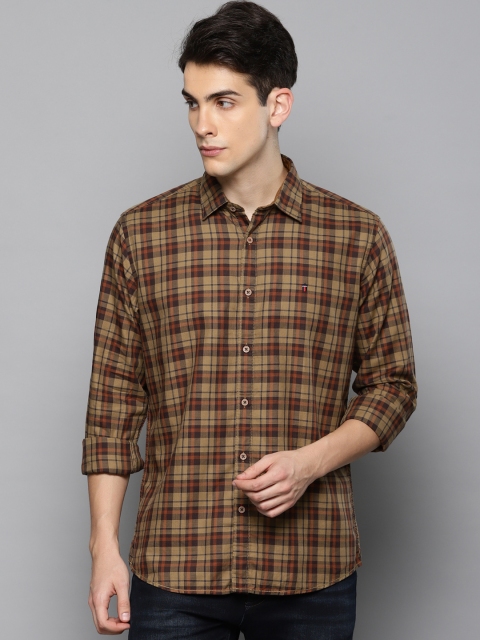 

Louis Philippe Sport Men Olive Green & Brown Slim Fit Checked Casual Shirt