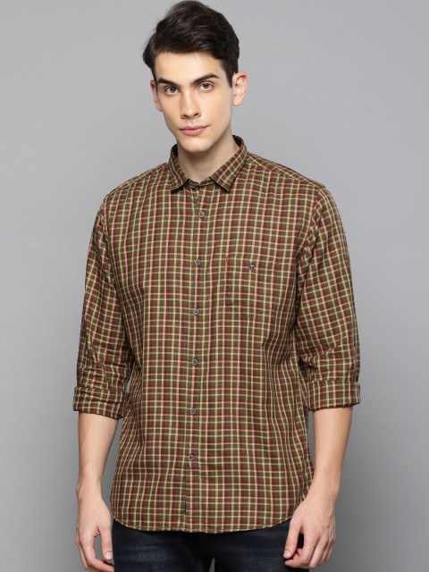

Louis Philippe Sport Men Olive Green & Maroon Slim Fit Checked Casual Shirt