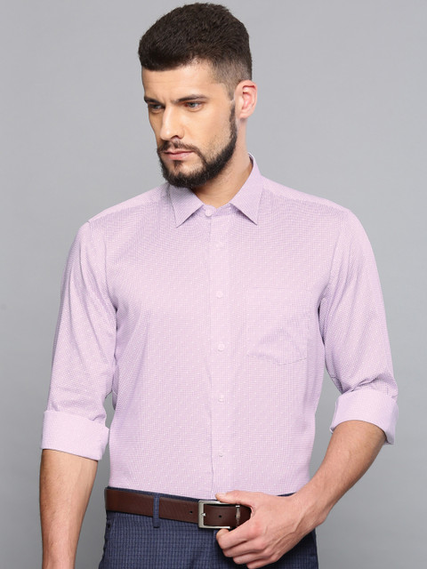 

Louis Philippe Men White & Purple Slim Fit Printed Formal Shirt
