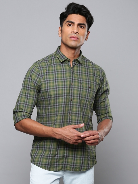 

Louis Philippe Jeans Men Green & Grey Slim Fit Checked Casual Shirt