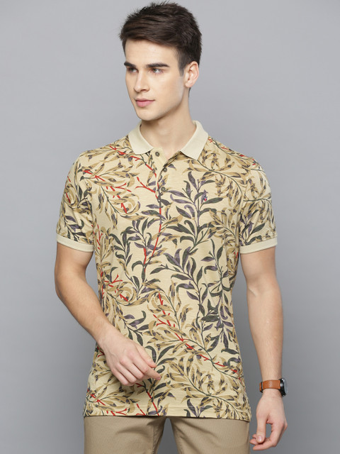 

Louis Philippe Sport Men Beige Printed Polo Collar Pure Cotton T-shirt