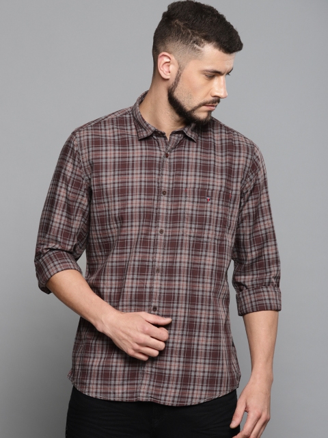 

Louis Philippe Sport Men Brown & Grey Slim Fit Checked Casual Shirt