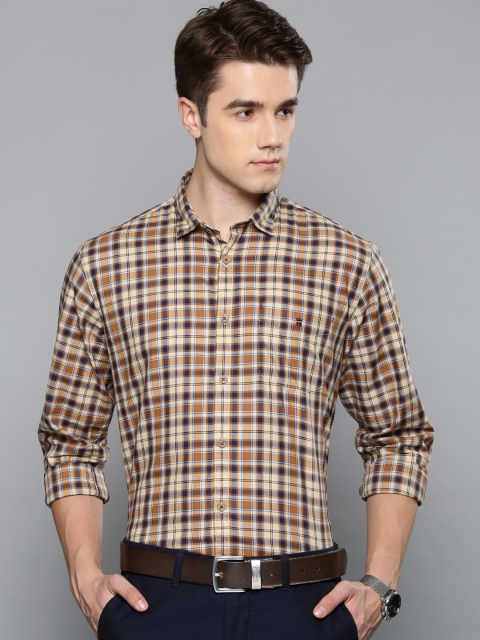 

Louis Philippe Sport Men Beige & Mustard Yellow Slim Fit Checked Smart Casual Shirt