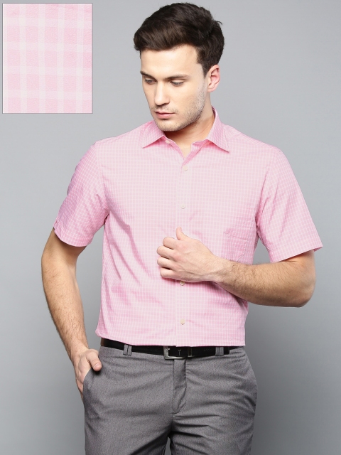 

Louis Philippe Men Pink & White Regular Fit Checked Formal Shirt