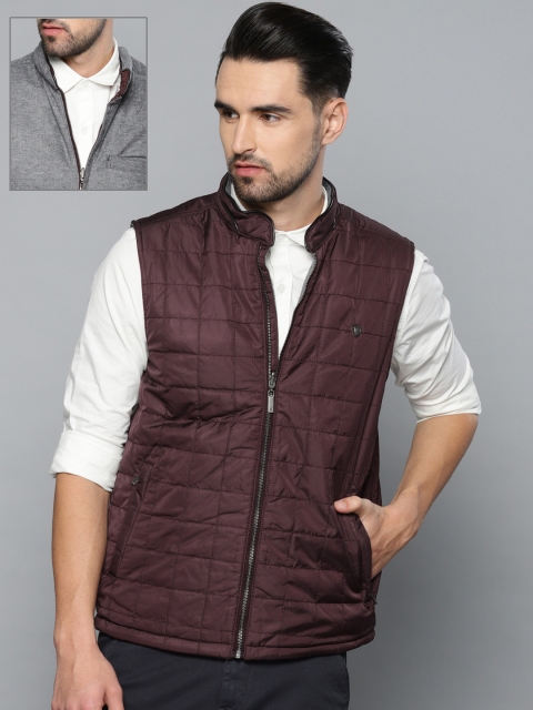 

Louis Philippe Men Burgundy Solid Reversible Padded Jacket