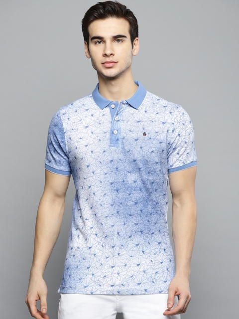 

Louis Philippe Sport Men Blue & White Printed Polo Collar T-shirt