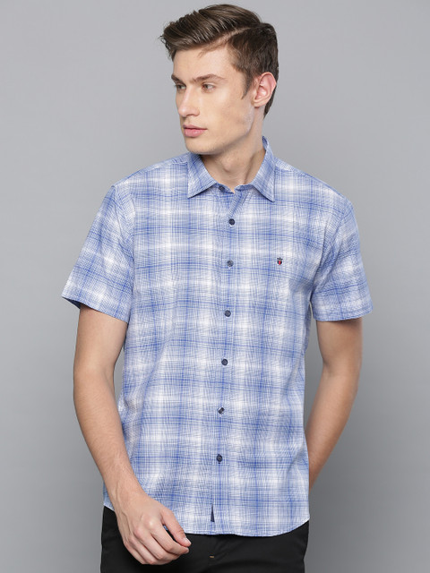 

Louis Philippe Sport Men Blue & White Slim Fit Checked Casual Shirt