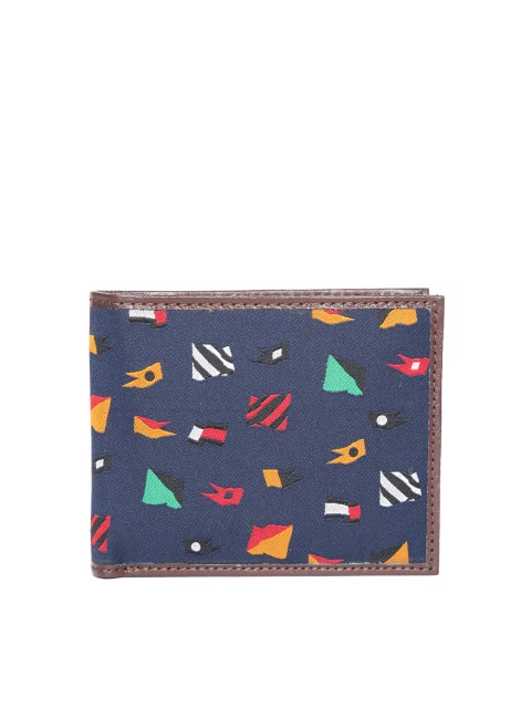 

Tommy Hilfiger Men Navy Blue & Orange Self Design Two Fold Wallet