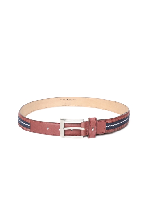 

Tommy Hilfiger Boys Rust Red & Navy Blue Textured Leather Belt