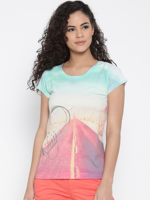 

Flying Machine White & Pink Printed Top