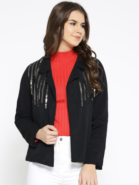 

SCOUP Black Sequinned Open Front Blazer