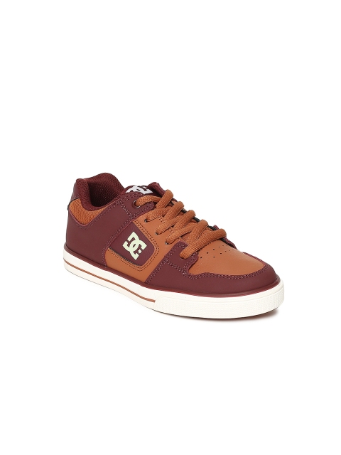 

DC Boys Burgundy & Tan Brown Colorblocked Leather Sneakers