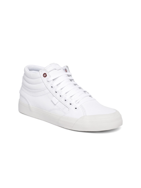 

DC Women White Solid Leather Mid-Top Sneakers