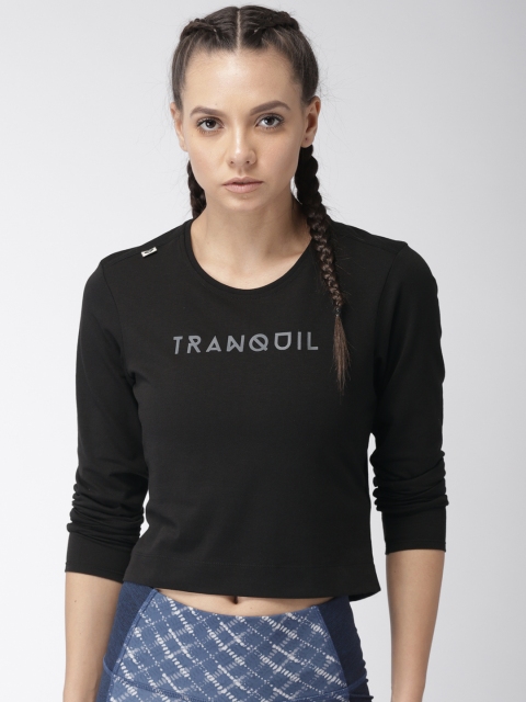 

2GO Women Black Printed Round Neck Crop T-shirt