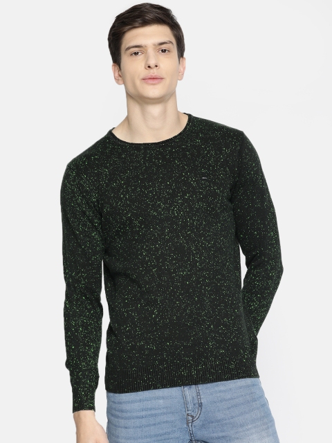 

SPYKAR Men Black & Green Printed Hood T-shirt