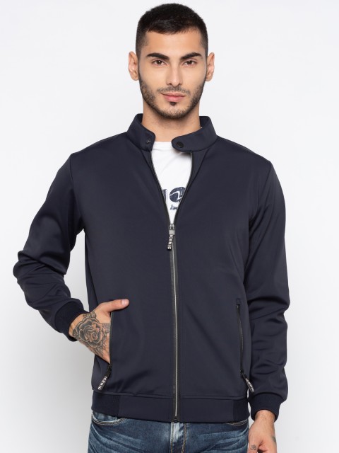 

SPYKAR Men Blue Solid Bomber Jacket