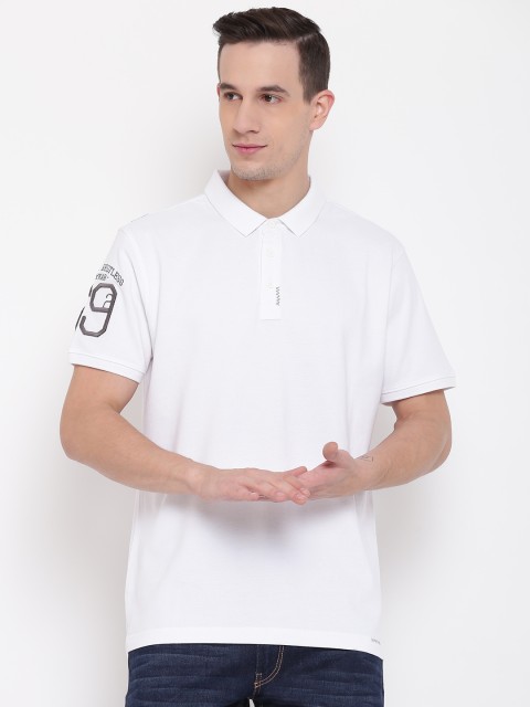 

SPYKAR Men White Solid Polo Collar T-shirt
