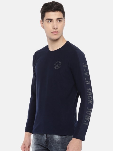 

SPYKAR Men Navy Blue Solid Round Neck Slim Fit T-shirt