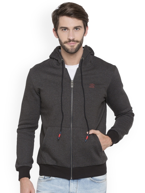 

SPYKAR Men Grey Melange Hooded Sweatshirt