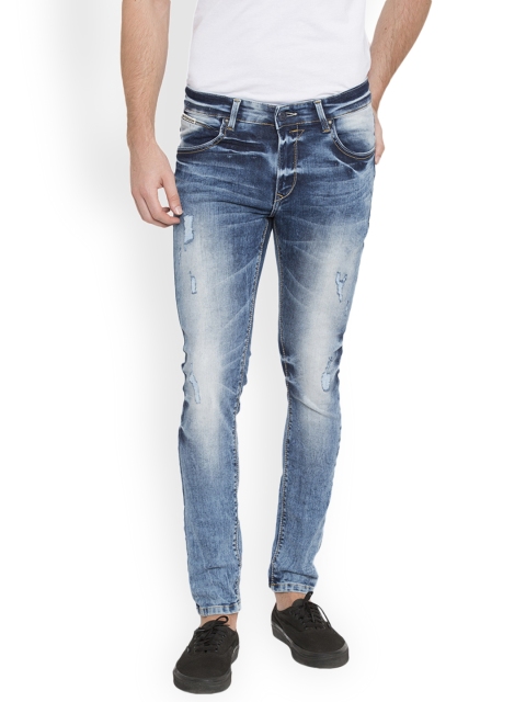 

SPYKAR Men Blue Super Skinny Fit Low-Rise Mildly Distressed Jeans