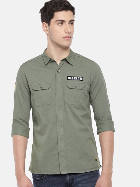 

SPYKAR Men Olive Green Slim Fit Solid Casual Shirt