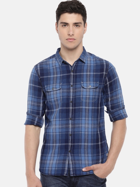 

SPYKAR Men Blue Slim Fit Checked Casual Shirt