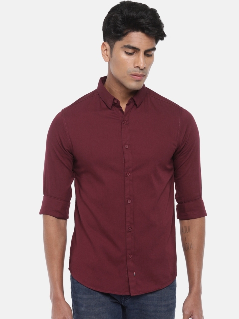 

SPYKAR Men Maroon Regular Fit Solid Casual Shirt, Burgundy