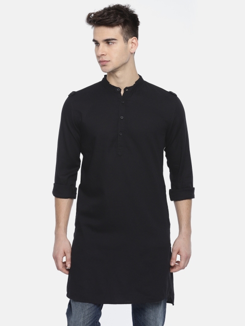 

SPYKAR Men Black Solid Straight Kurta