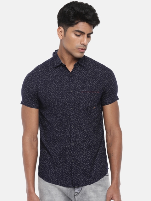 

SPYKAR Men Navy Blue Slim Fit Printed Casual Shirt
