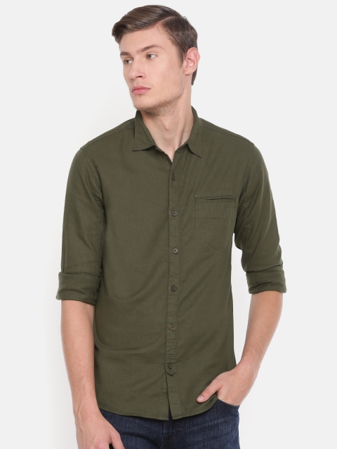 

SPYKAR Men Olive Green Slim Fit Solid Casual Shirt