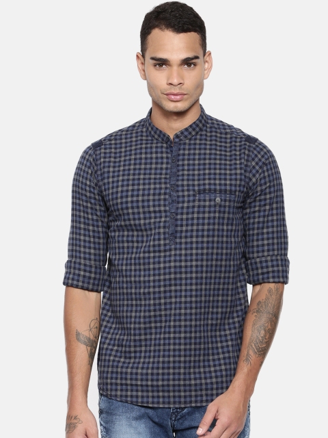 

SPYKAR Men Navy Blue Slim Fit Checked Casual Shirt