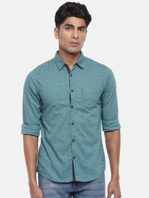 

SPYKAR Men Blue Slim Fit Printed Casual Shirt