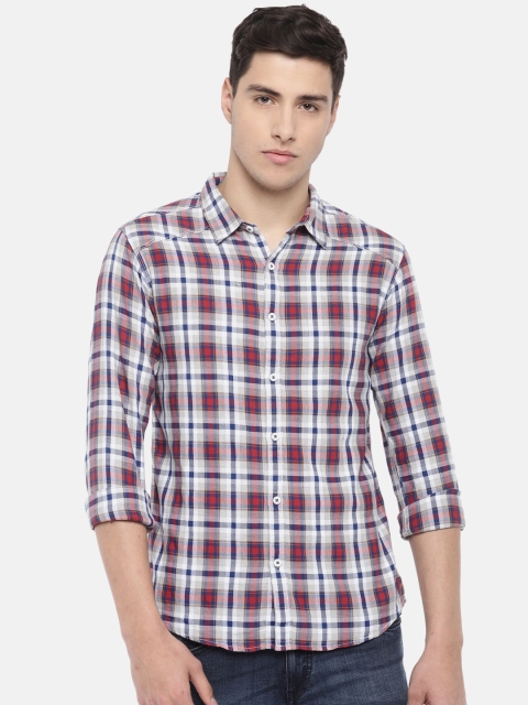 

SPYKAR Men White & Red Slim Fit Checked Casual Shirt