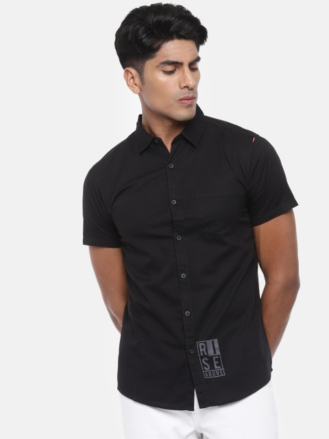 

SPYKAR Men Black Slim Fit Solid Casual Shirt